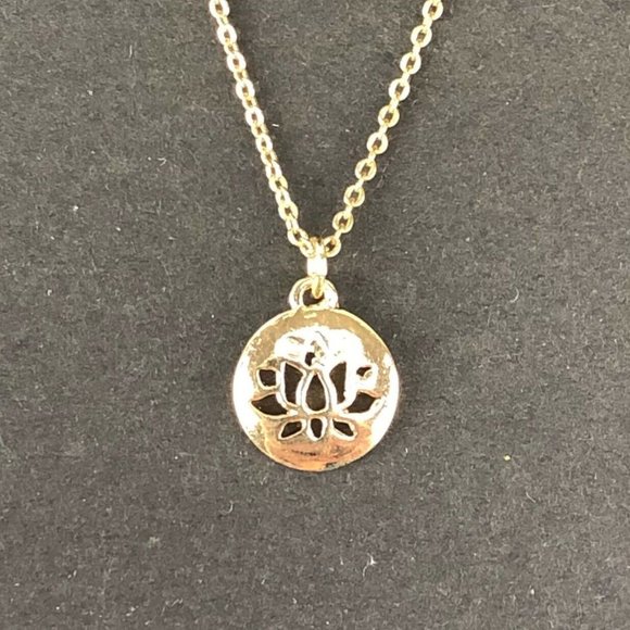 LC Lauren Conrad Gold Tone Necklace Lotus Blossom Medallion Pendant